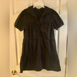 Brand New with Tags! Puff Sleeve Button Down Front Ruffle Hem Dress. Size: Small